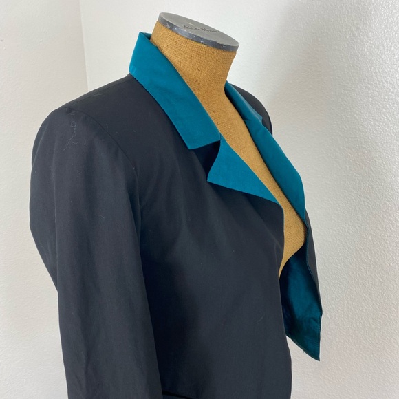 New Heidi Merrick Women’s Shaun Tuxedo Jacket Crop Blazer Size 0 Color Blocking - Picture 8 of 11